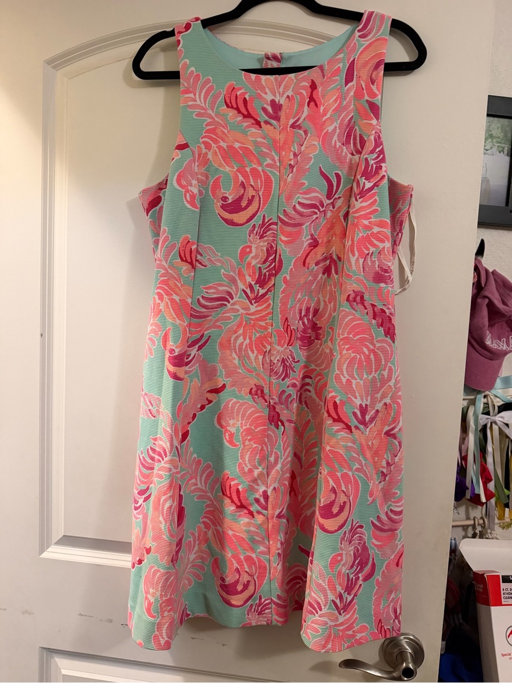 Lilly Pulitzer Mint Dress with Pink & Coral Floral Print